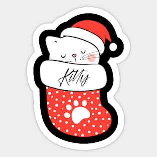 Kitty Cat Christmas Stocking Sticker